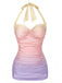 Maillot de Bain Dos-Nu Froncé Dégradé Rose & Violet Années 1950