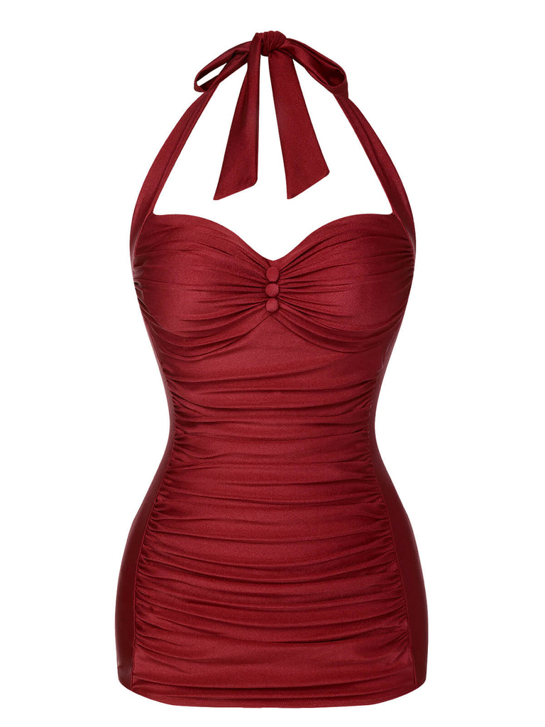 [Prévente] Maillot de Bain Dos Nu Froncé à Pois Menthe années 50 3