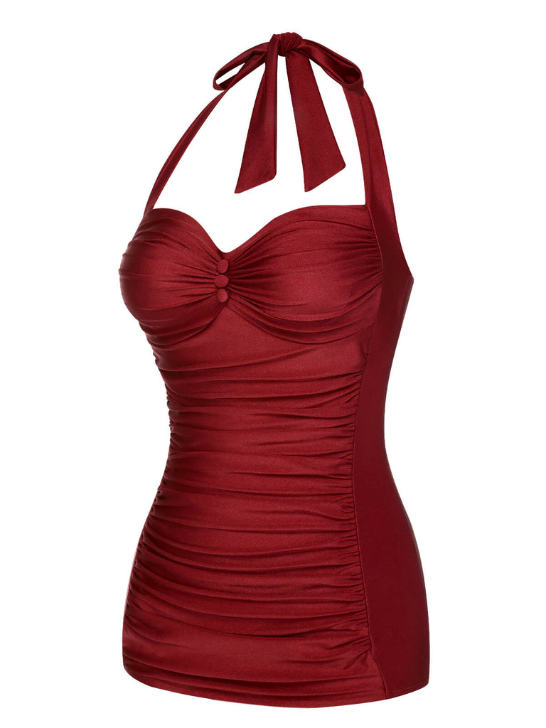 [Prévente] Maillot de Bain Dos Nu Froncé à Pois Menthe années 50 4