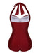 [Prévente] Maillot de Bain Dos Nu Froncé à Pois Menthe années 50 5