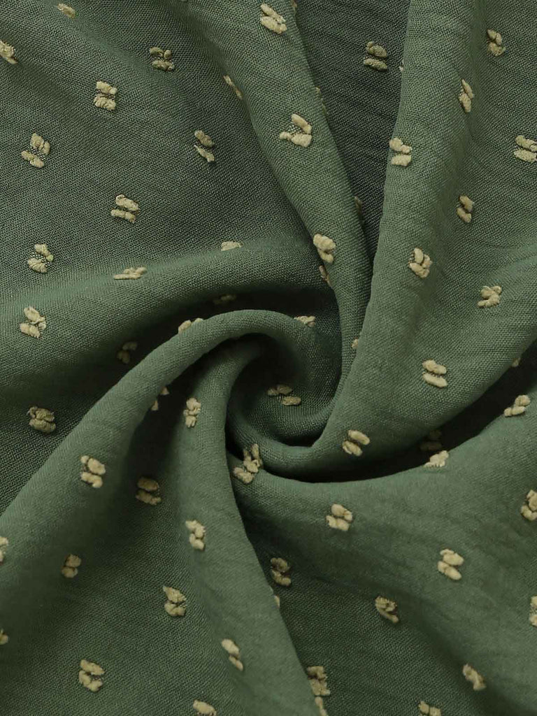 Col Carré Broderie Jacquard Smockéé Robe Années 1940 7