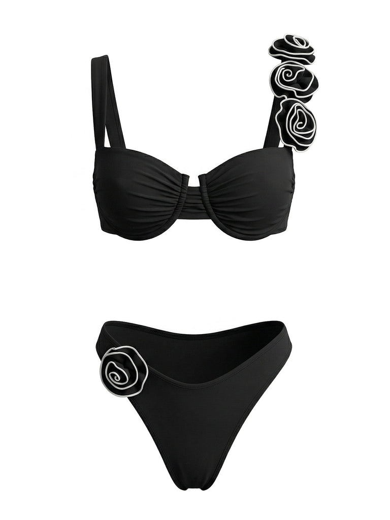 Ensemble Bikini Rose 3D Uni Années 50