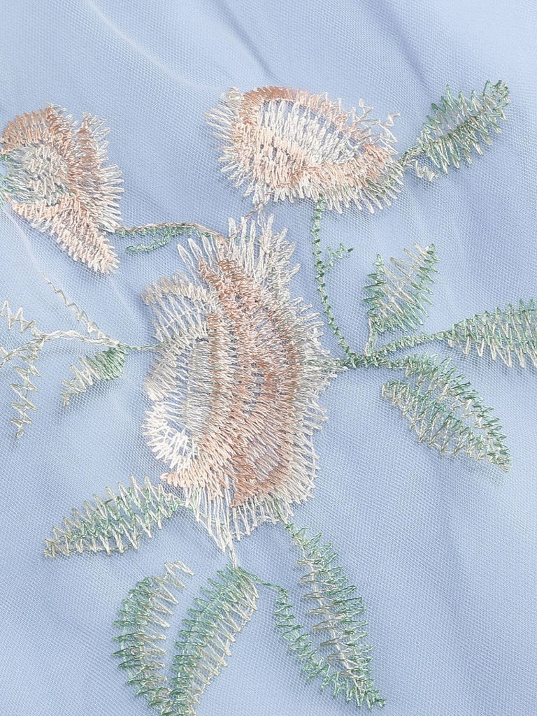 Noué-Bride Florale Brodée Tulle Robe Années 1950 14