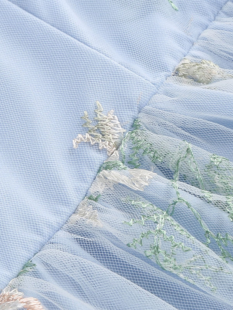 Noué-Bride Florale Brodée Tulle Robe Années 1950 18