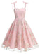 Noué-Bride Florale Brodée Tulle Robe Années 1950