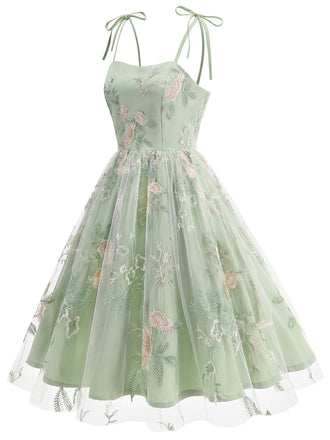 Noué-Bride Florale Brodée Tulle Robe Années 1950 20