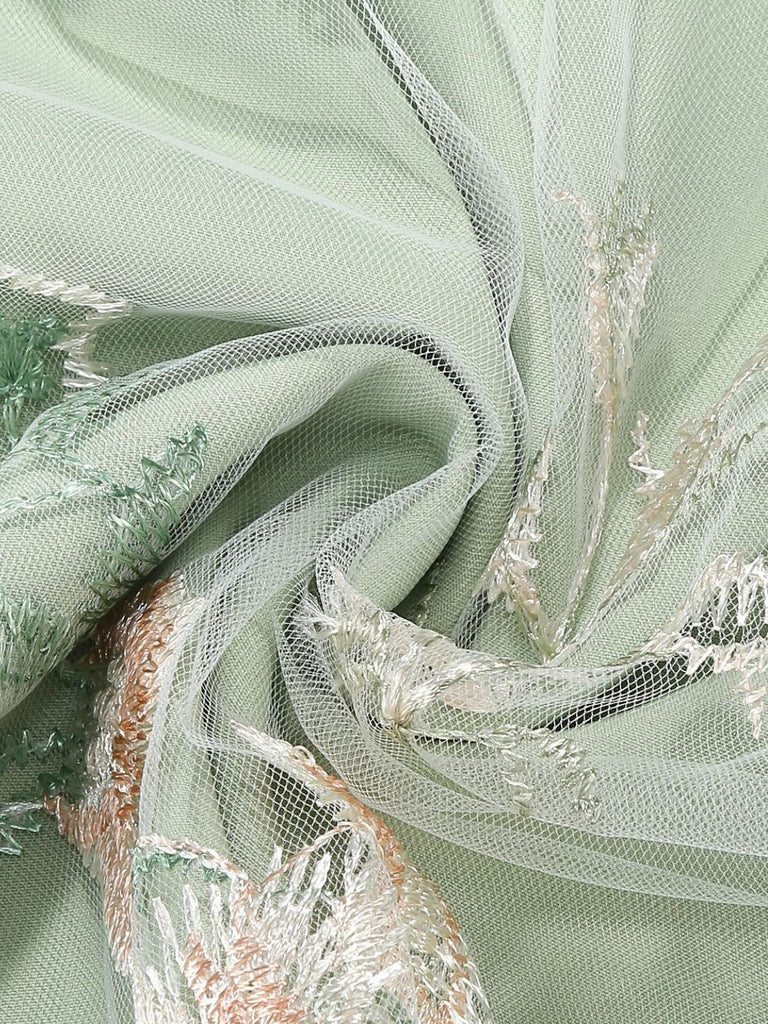 Noué-Bride Florale Brodée Tulle Robe Années 1950 23