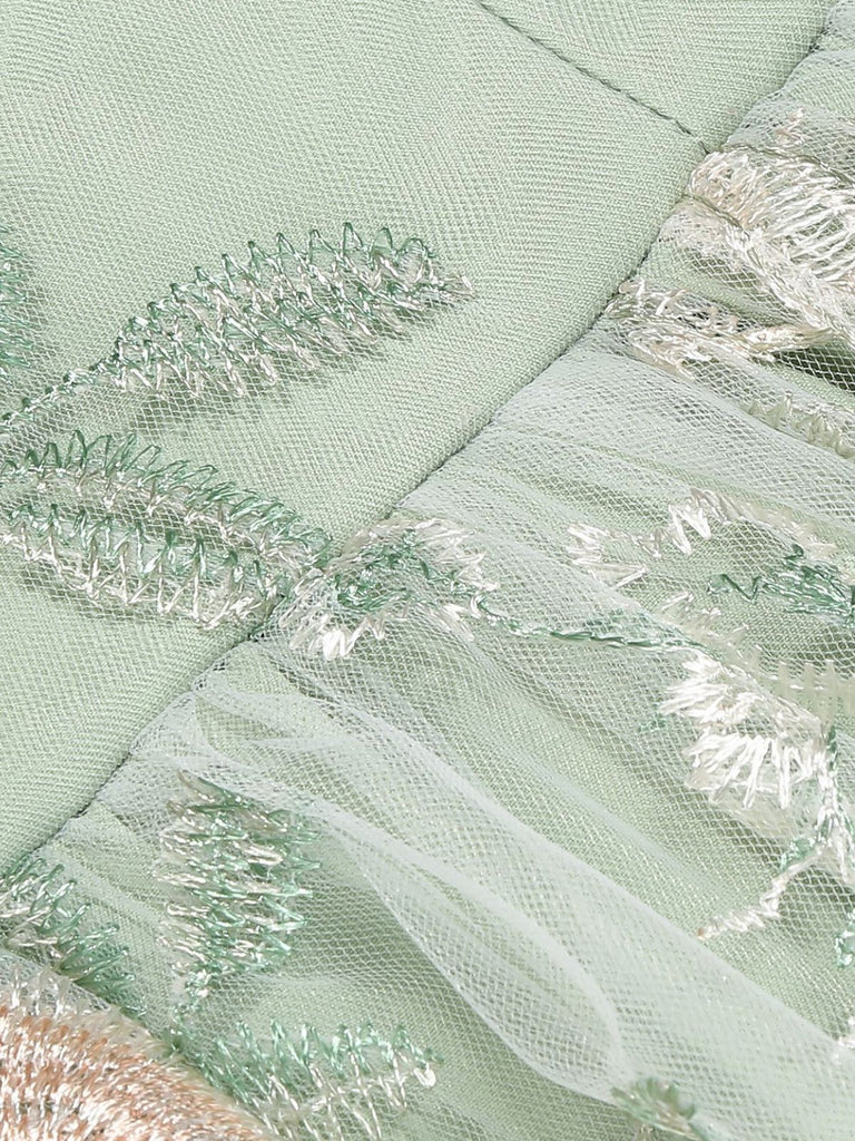Noué-Bride Florale Brodée Tulle Robe Années 1950 25