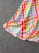 à Carreaux Revers Manches Courtes Robe Multicolore Années 1940 7