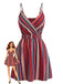 Col en V Bohème Style Rayée Mini Robe Années 1970