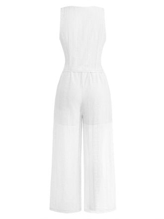 Deux Pièces Sans Manches Col en V Dentelle-Up Corset Haut & Pantalon Années 1950 9