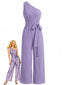 Combinaison Violette Asymétrique Ceinturée Années 1950