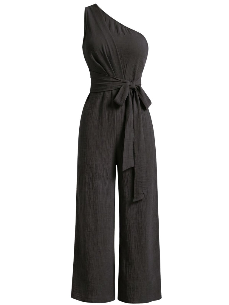 Combinaison Asymétrique Ceinturée à Jambes Larges Violette Années 1950