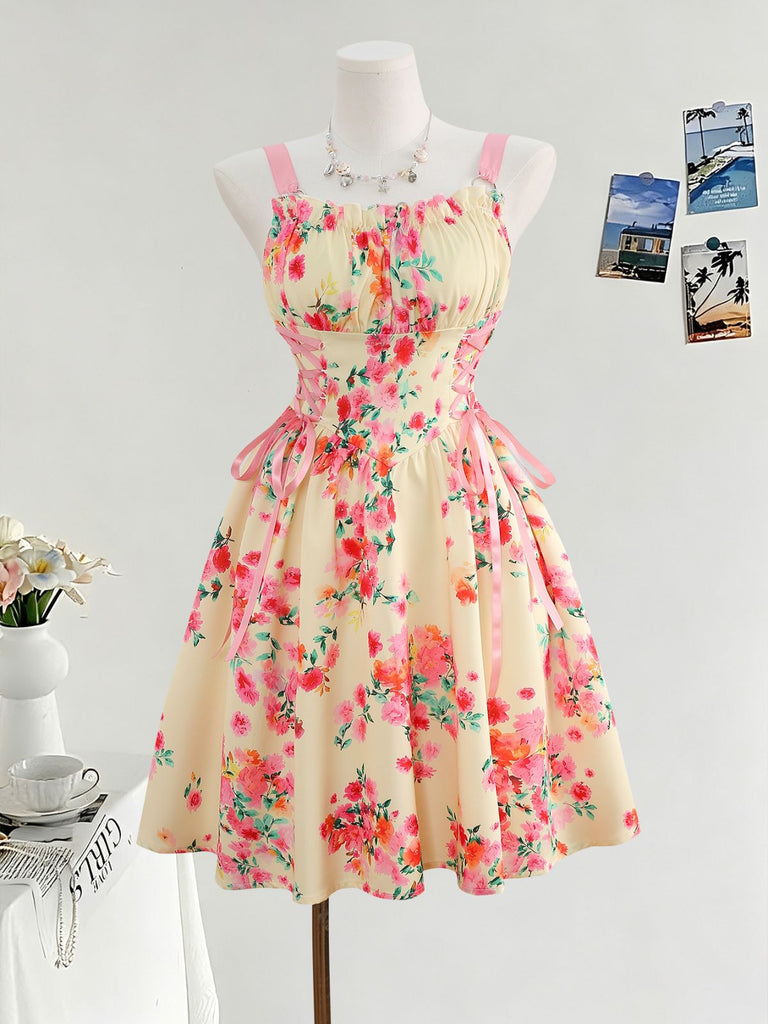 Robe Évasée Imprimée Fraises Col Claudine avec Ceinture années '50 4