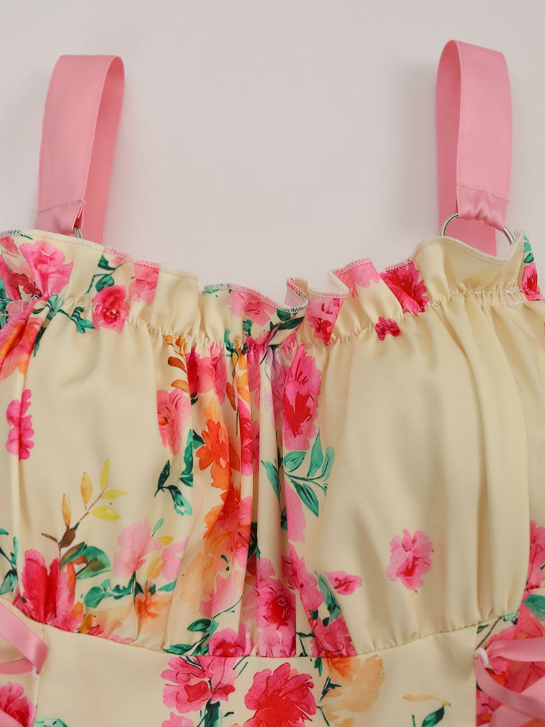 Robe Évasée Imprimée Fraises Col Claudine avec Ceinture années '50 7
