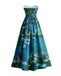 [Prévente] Robe jaune sans bretelles à décolleté cœur et paysage pastoral Années 1950