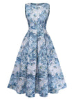Blue floral dress on a white background