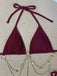 Ensemble Bikini Triangle Côtelé Chaîne Dorée Années 1960 16