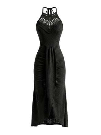 Robe Halter Découpée Crochet Années 60
