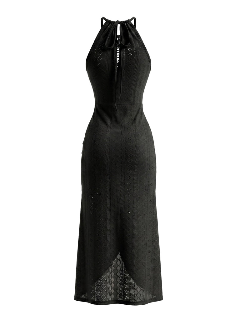 Robe Halter Découpée Crochet Années 60