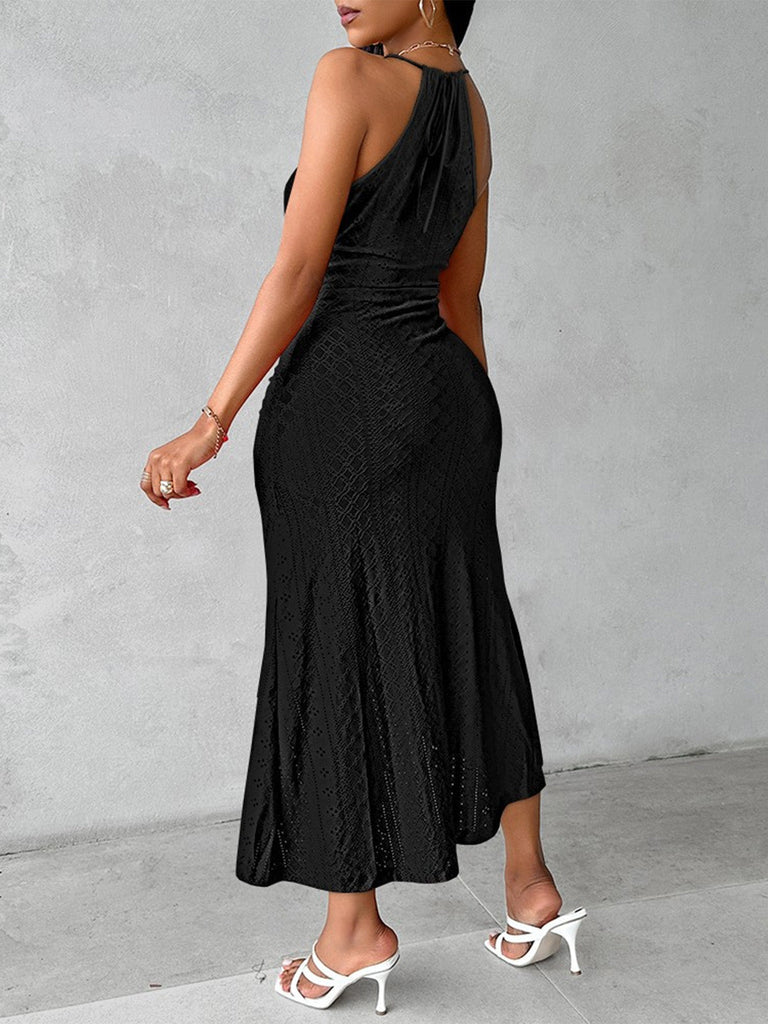 Robe Halter Découpée Crochet Années 60