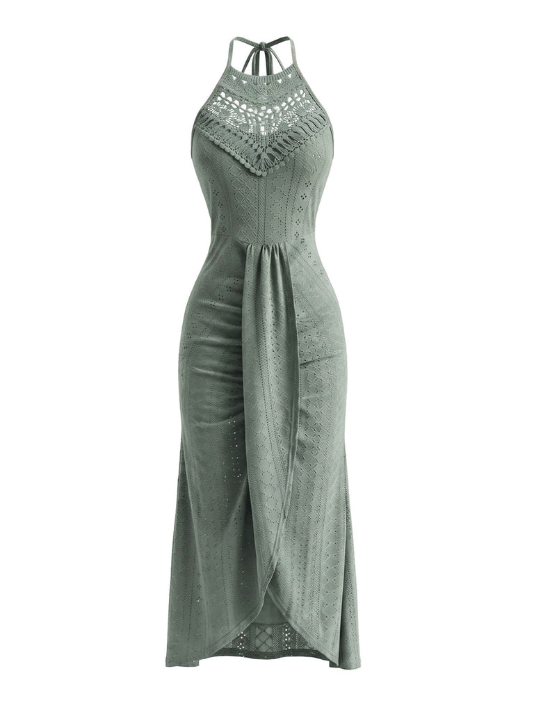 Robe Halter Découpée Crochet Années 60