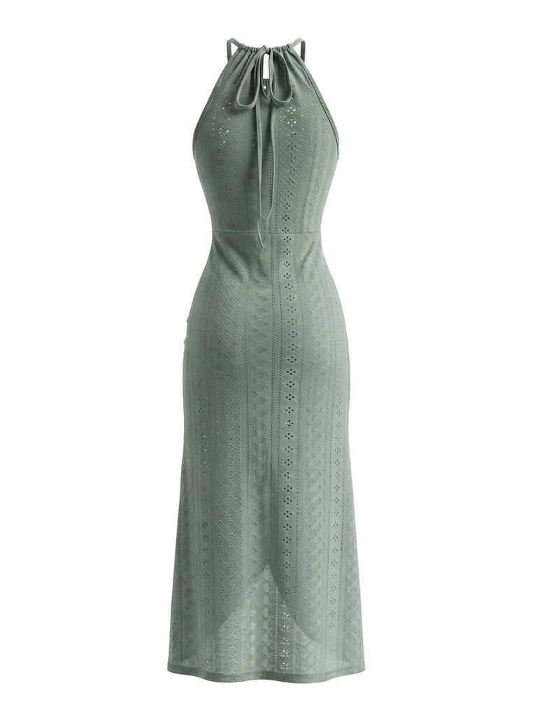 Robe Halter Découpée Crochet Années 60