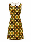 Robe verte motif marguerites et col Peter Pan années 1960