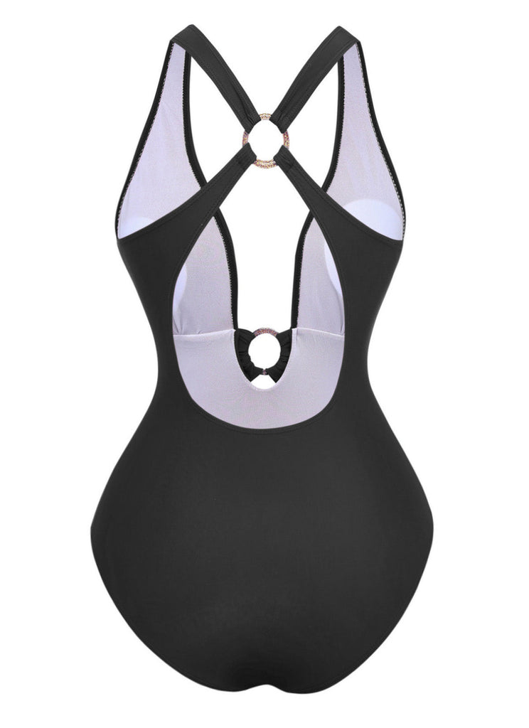 1960s Ruched Drawstring One Piece Swimsuit - vintage swimsuit, pin-up style