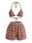 Ensemble Bikini Col Licou Rayé en Maille Années 1960