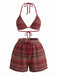Ensemble Bikini Triangle Dos-Nu Rayé en Maille Années 1960