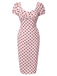 Robe bouffante beige à pois des années 1960 à col carré