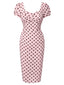 [Prévente] Robe rose pois col carré et manches bouffantes années 1960