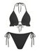 Ensemble 2 Pièces Bikini Dos-Nu Uni en Dentelle & Cache-Maillot à Volants Années 1960