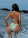 Turquoise 1960s Floral Sequin Halter Tie Bikini Set - vintage fashion, retro style