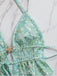 Turquoise 1960s Floral Sequin Halter Tie Bikini Set - vintage fashion, retro style