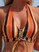 Ensemble Bikini Lacé à Rayures Verticales et Cache-Maillot Années 60