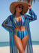 Ensemble Bikini Lacé à Rayures Verticales et Cache-Maillot Années 60