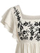 Top Babydoll à Manches Volantées Brodé Floral Années 70