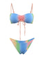 Ensemble de bikini taille haute dégradé arc-en-ciel années 70
