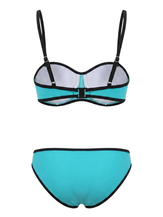 Ensemble Bikini à Bretelles Fines Bicolore Années 70
