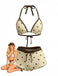 Ensemble Bikini Dos-Nu à Pois Jaune Crème Années 1980