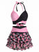 [Prévente] Maillot de Bain à Jupe Dos Nu Gothique Tête de Mort Rose Noir et Bleu années 80 5