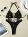 Ensemble Bikini Halter Lacé à Perles Métalliques Années 80
