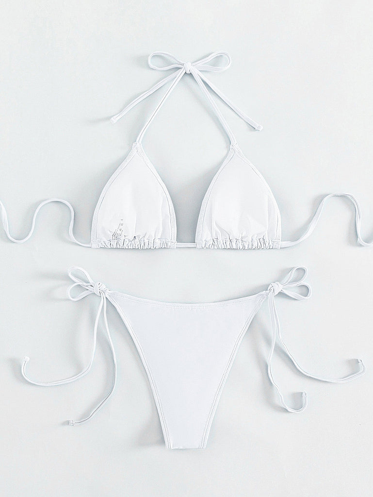 Ensemble Bikini Triangle Halter Strass Années 80