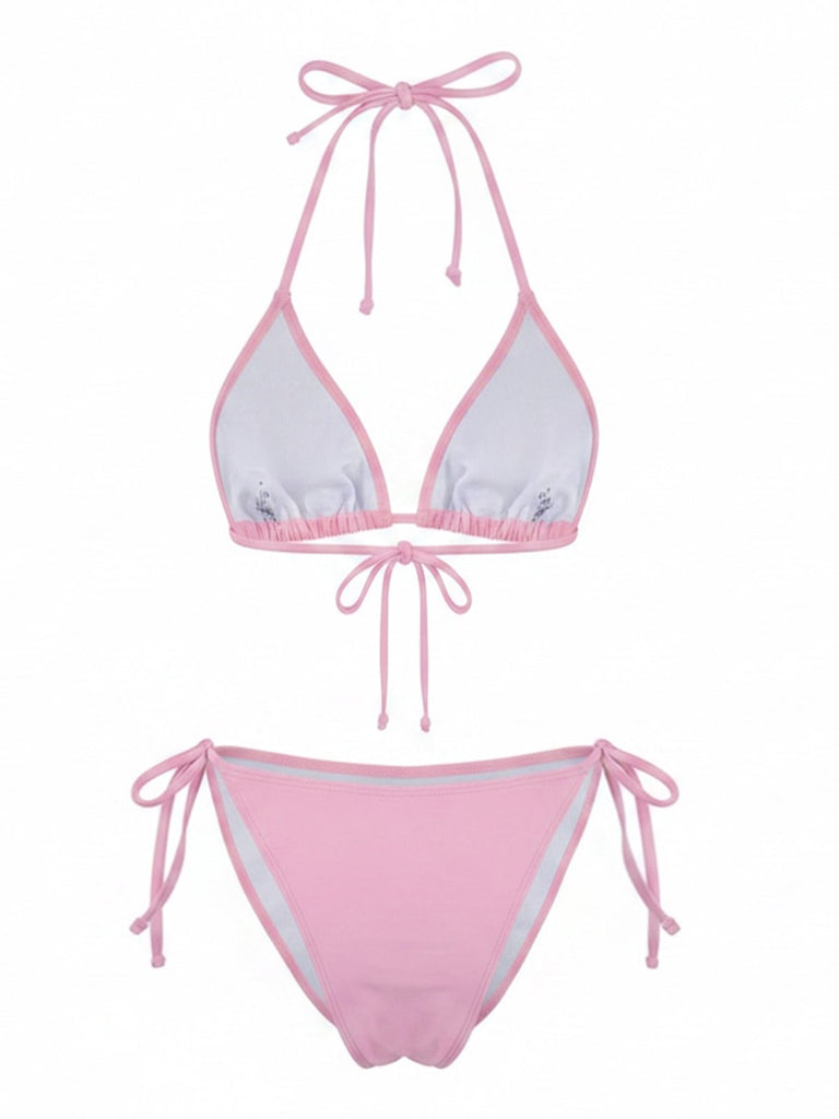 Ensemble Bikini Triangle Halter Strass Années 80