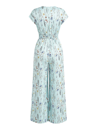Bohème Florale Col en V Mancherons Jambes Larges Combinaison Années 1970 5