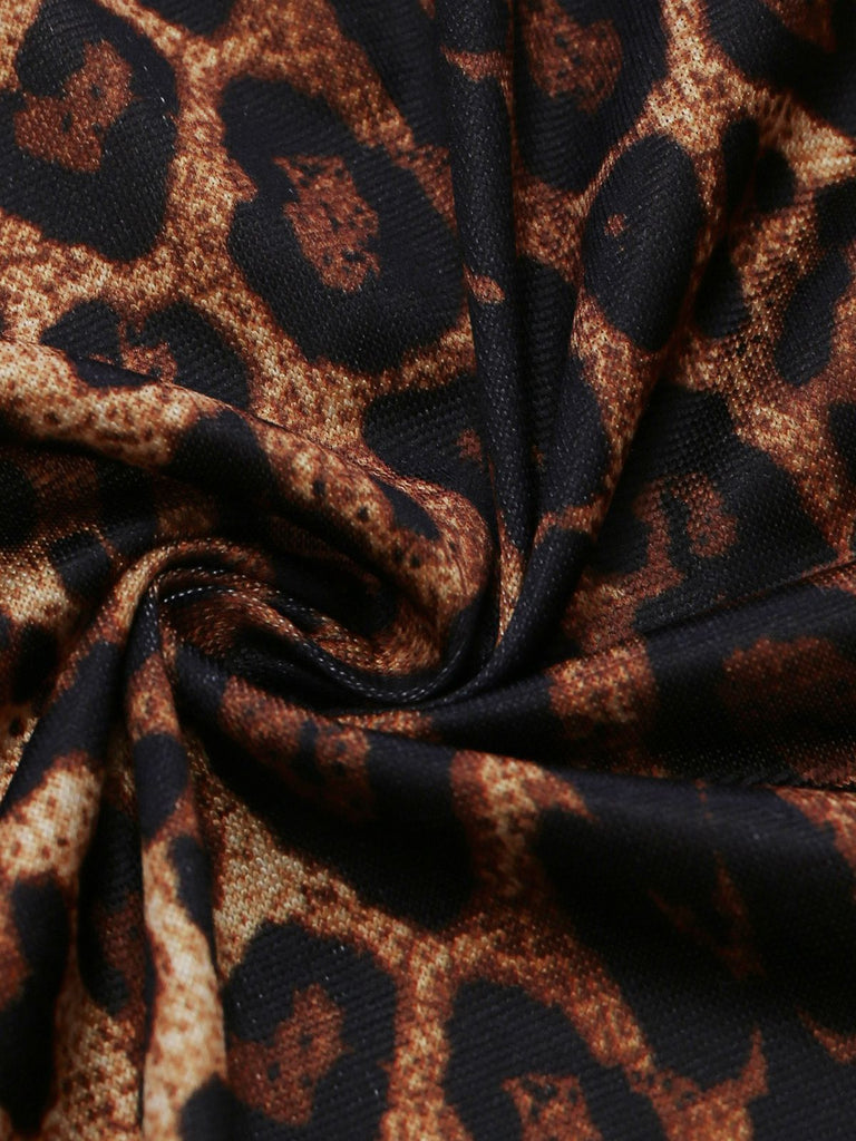 Detail: 1980s Leopard Lace Bodysuit with Apron Lingerie Set, retro fashion design, perfect for vintage fashion lovers