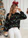 Pull en tricot noire à motifs de lumières de Noël années 1960