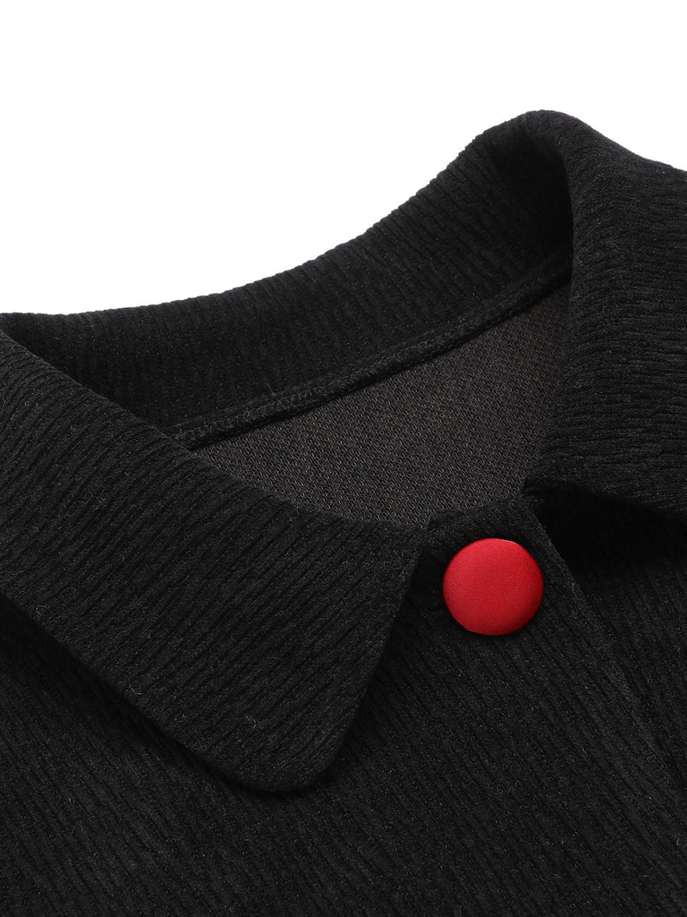 2PCS Robe à bretelles rouge des années 1950 et veste courte noire